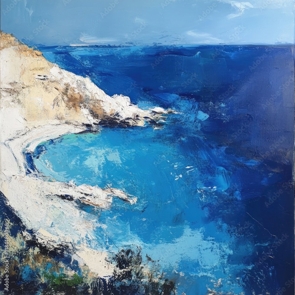 Aufkleber a calm beach with waves crashing into the ocean, perfect for a relaxing day out
