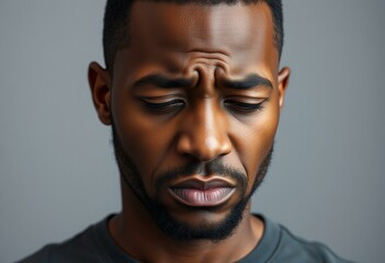 Fototapeta premium Portrait of an Afro-American male with sad and frustrated expression