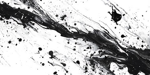 Abstract black ink splatter drops effect grunge background
