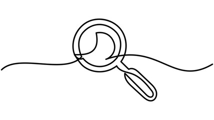 Obraz premium Minimalist magnifying glass Continuous One Line Drawing Icon for Modern Design, magnifying glass one line drawing Vector illustration on white background 