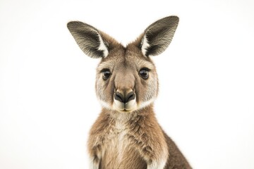 Fototapeta premium A kangaroo up close, against a white background