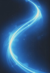 Obraz premium Magical blue glowing curves with particles in deep space, vintage, with white tones