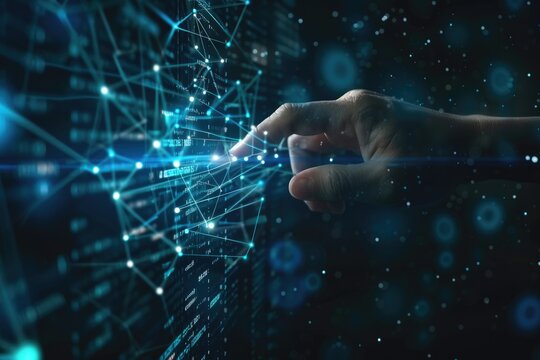 Businessman driving digital transformation for next generation technology and data science.