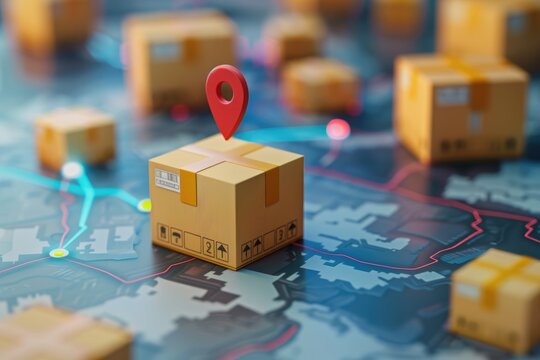 Express delivery with GPS tracking for parcels  blank space. - Powered by Adobe