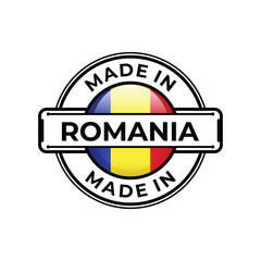 Made in Romania label icon emblem isolated on white background