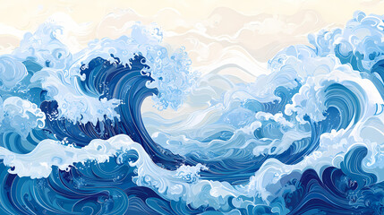 Capture the mesmerizing beauty of the sea with this stunning wave wallpaper. the vibrant blue tones create a captivating backdrop, perfect for any setting. Wavecrest. Illustration