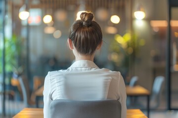 Businesswoman seeks ideal candidate for job through hiring process.