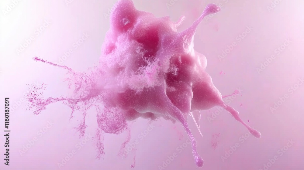 Poster pink abstract cloud with dynamic splashes on light background