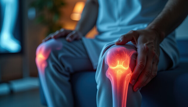 A man holding his knee in pain, illustrating the challenges faced on Rheumatoid Arthritis Awareness Day and the importance of health awareness and support.