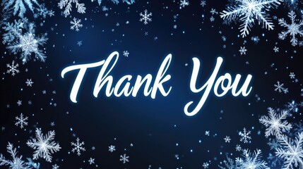 This vibrant winter-themed thank you banner features stylish typography surrounded by delicate snowflakes, perfect for expressing gratitude during the holiday season