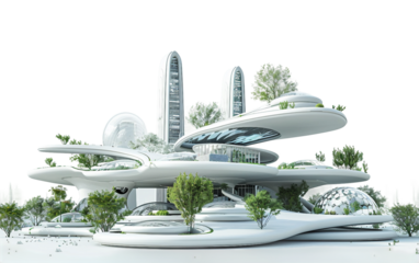 A Futuristic City Park with Advanced Technology and Innovative Features Isolated on Transparent Background PNG