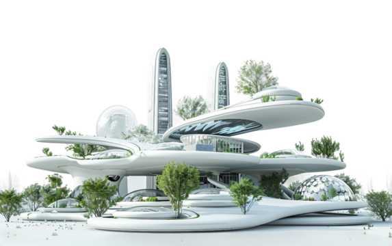 A Futuristic City Park with Advanced Technology and Innovative Features Isolated on Transparent Background PNG