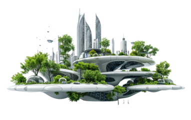 A High-Tech City Park Featuring Cutting-Edge Technology and Design Isolated on Transparent Background PNG