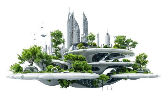 A High-Tech City Park Featuring Cutting-Edge Technology and Design Isolated on Transparent Background PNG