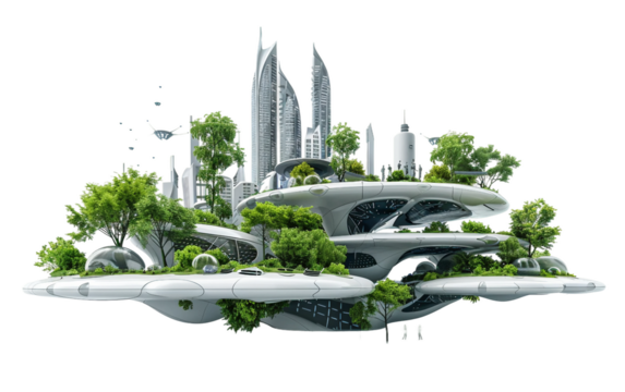 A High-Tech City Park Featuring Cutting-Edge Technology and Design Isolated on Transparent Background PNG