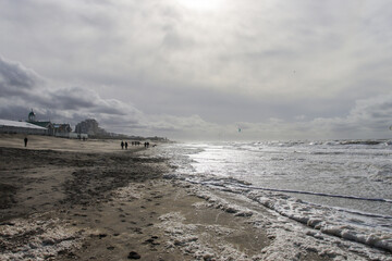 Beach of shoreline North Sea at Noordwijk