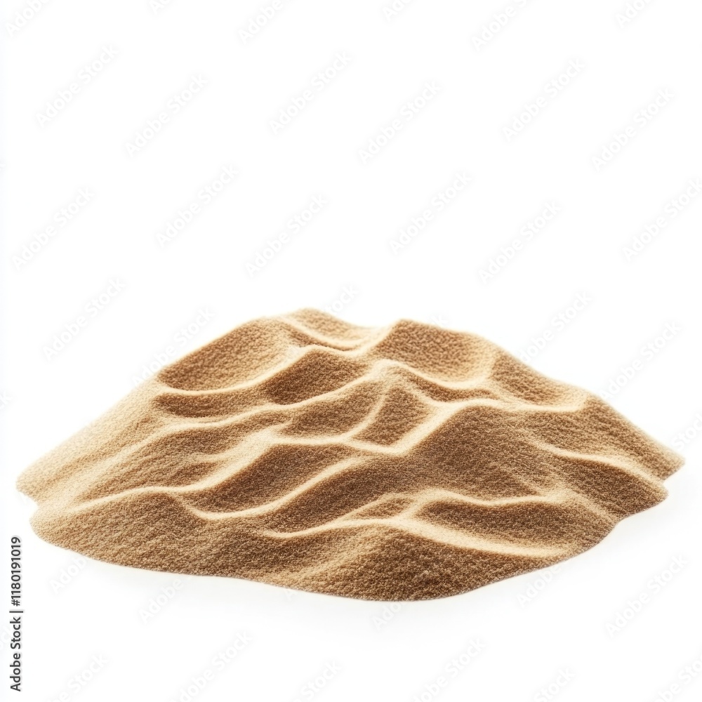 Poster A pile of sand on a white surface, suitable for use in illustrations or designs where texture and color are important
