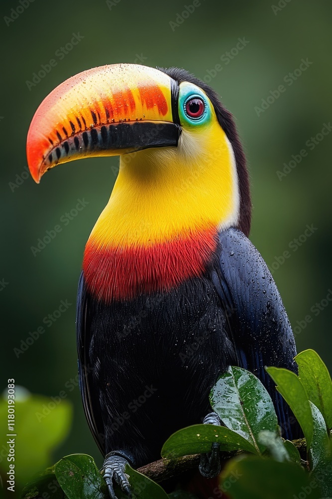 Poster a colorful bird perched on the top of a tree branch