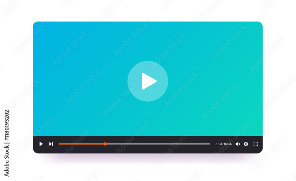 Aufkleber Video media player - Simple vector illustration graphic of digital movie or film window frame with play buttons and user interface. Vector illustration on white background