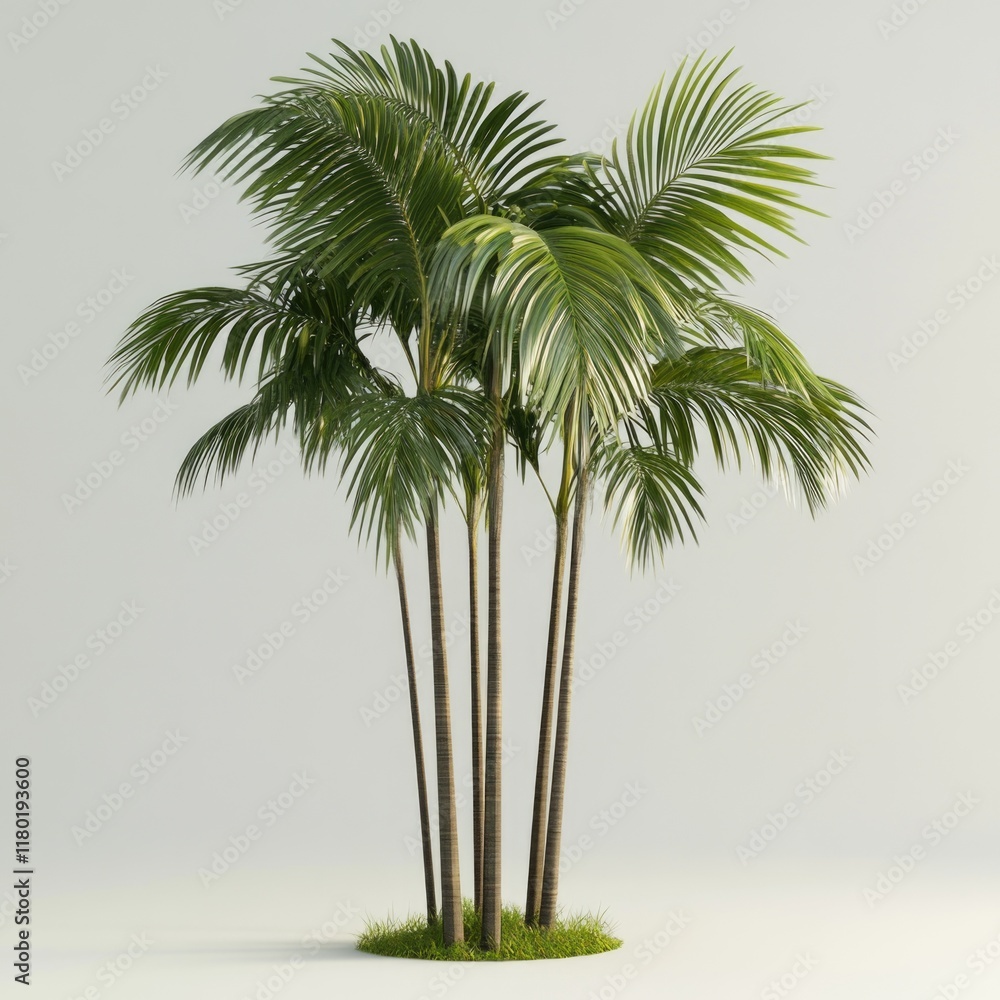 Poster three palm trees on a white surface, a simple and minimalist setup