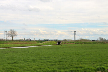 Obraz premium Meadows of the Zuidplaspolder where future village Cortelande will be built