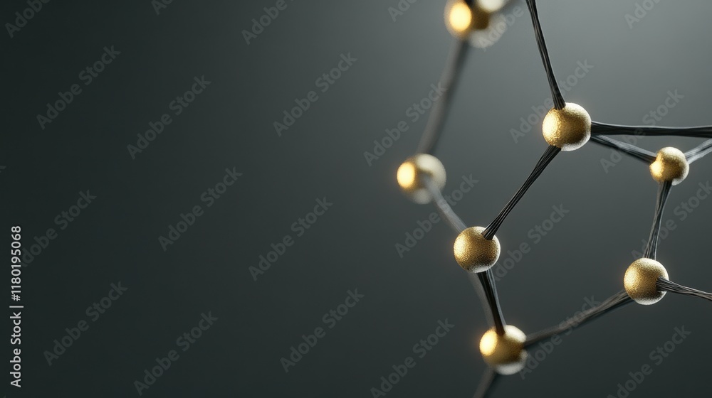 Aufkleber close-up view of abstract molecular structure with connected spheres