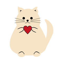 Cute nice lovely cat cartoon character on white background vector illustration 