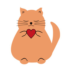 Cute nice lovely cat cartoon character on white background vector illustration 