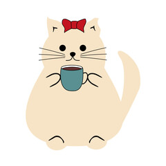 Cute nice lovely cat cartoon character on white background vector illustration 