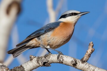 Fototapeta premium A bird sitting on a branch of a tree