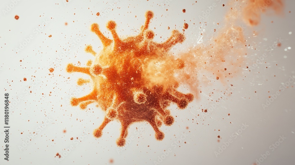 Aufkleber dynamic explosion of particles and light depicting the human metapneumovirus virus hmpv disintegrati
