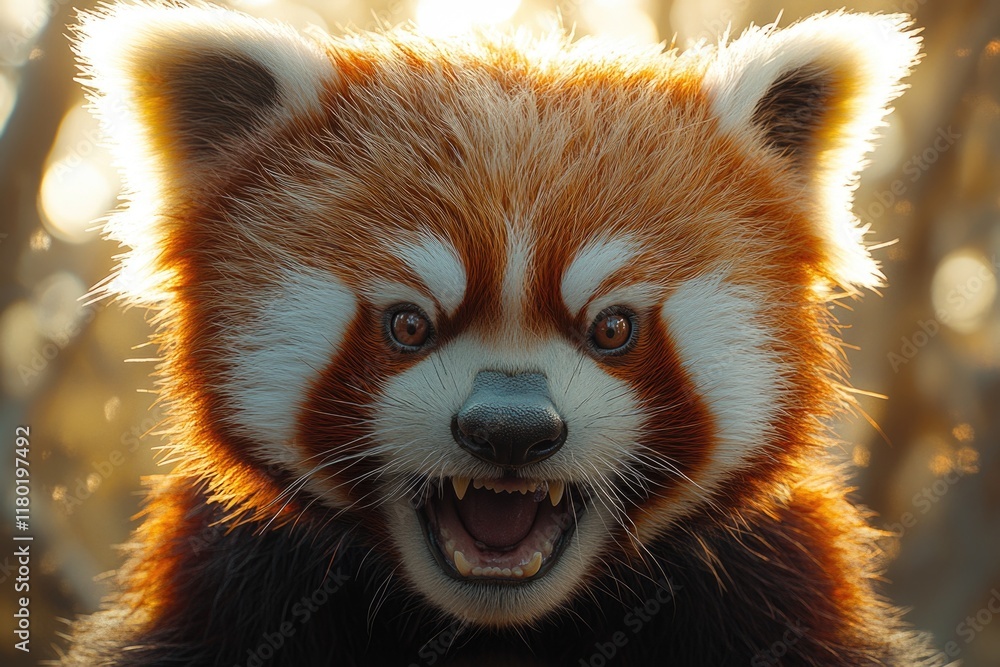 Poster Close-up view of a red panda's face with distinct facial features