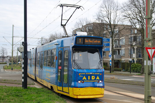 GLT tram of the HTM on the border between Delft and Rijswijk