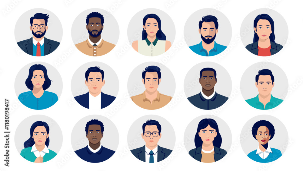 Leinwandbilder vector people faces avatars and users collection - set of illustrations with profile pictures of div