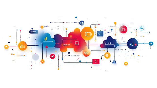 Conceptual design illustrating customer journey mapping fluid dynamic shapes Personalization feedback loops and omnichannel paths in bright gradient tones