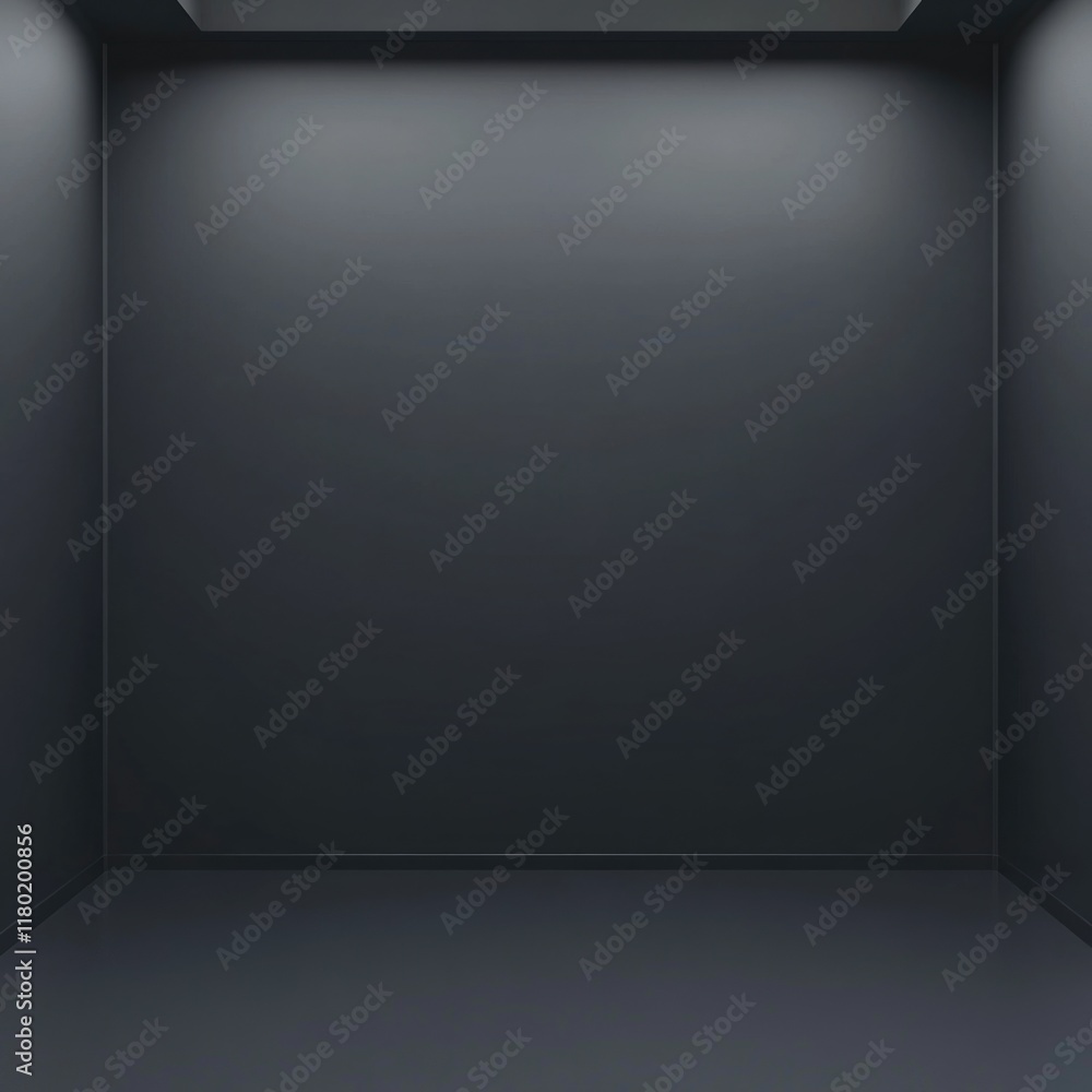 Poster a minimalist space with black walls and floor, ideal for interior design or architecture projects