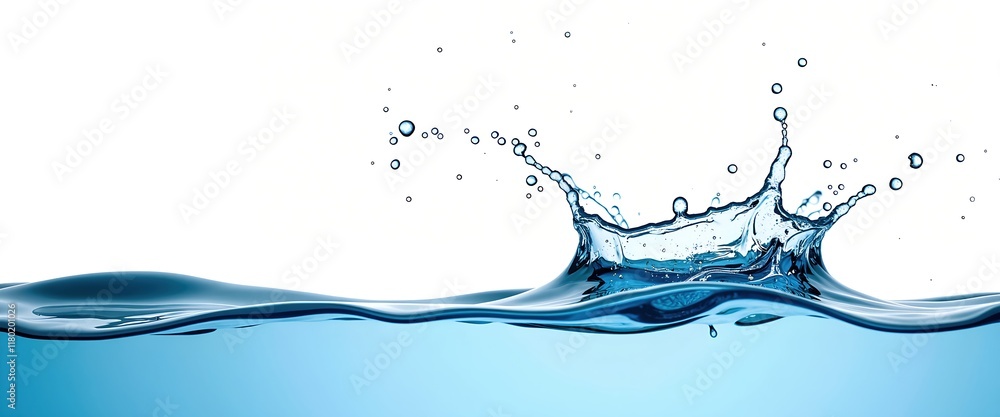Poster water splash. crystal clear water with a dynamic splash, creating a vibrant and refreshing image. id