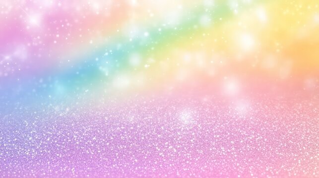 Rainbow glitter birthday backdrop mermaid unicorn pony party celebration background. Classic rainbow glitter background - selective focus and bokeh, soft gradient transition, pastel colors