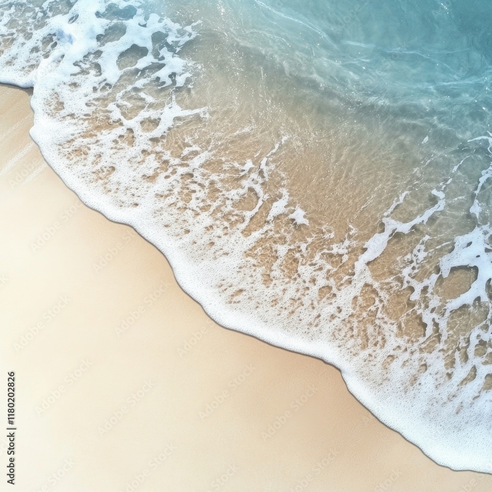 Aufkleber aerial view of a beach as a wave approaches the shore