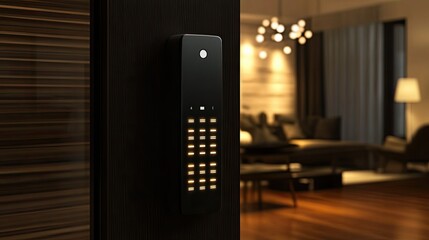 Modern entry system with illuminated keypad, set against stylish