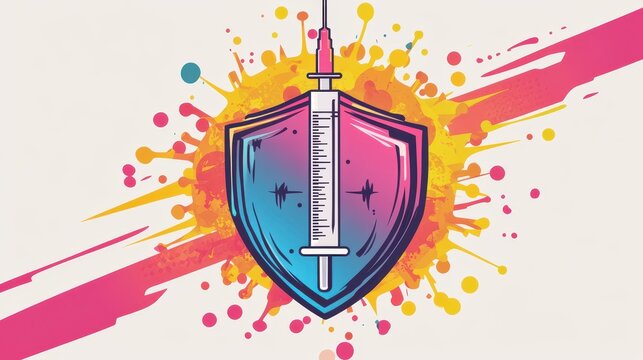 vibrant uplifting design featuring syringe and shield with slogan like Arm Yourself Against hmpv