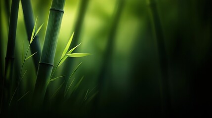 Obraz premium A clear depiction of the front of a bamboo plant with a slight focus on its leaves in the background