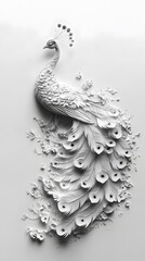 Peacock, Paper Cut Art, Abstract Image, Texture, Pattern Background, Wallpaper, Cover and Screen of Smartphone, PC, Laptop, 9:16 and 16:9 Format