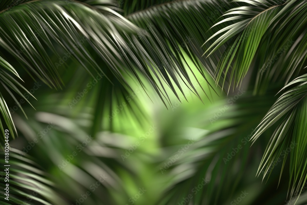 Poster close-up shot of palm leaves with intricate details and textures