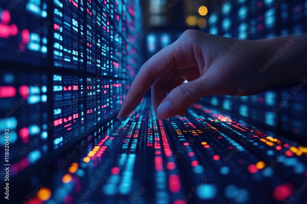 Aufkleber A person's hand interacting with a computer screen, possibly inputting data or navigating digital content