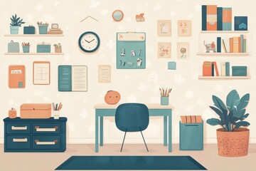 A Cozy Home Office Workspace With Plants and Books