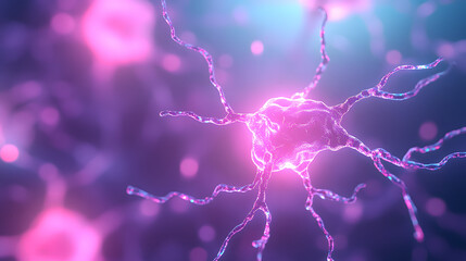 Glowing Neural Cell with Dendrites – Futuristic Visualization of Brain Activity