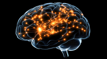 Glowing Neural Brain Network &ndash; Futuristic Visualization of Artificial Intelligence and Connectivity