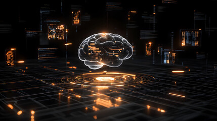 Glowing Neural Brain Network – Futuristic Visualization of Artificial Intelligence and Connectivity
