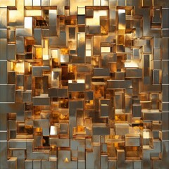 Golden Geometric Architectural Design: A Stunning Abstract Wall Art Piece